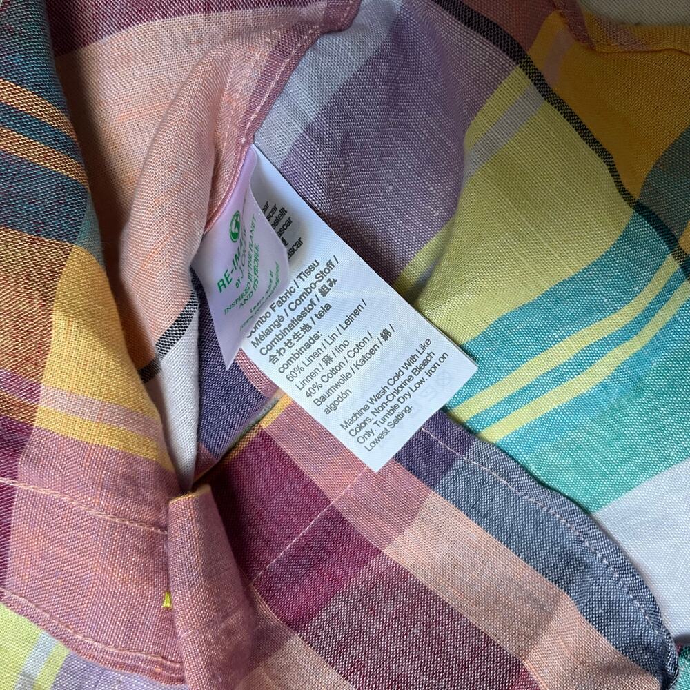 NWT Crewcuts Madras Plaid Linen Blend Dress Shirt Size 2 - Picture 6 of 7